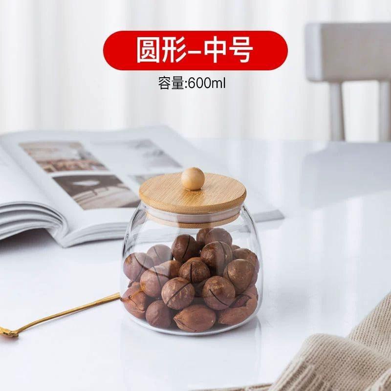 برطمان زجاج بيضاوي فاميه غطا خشب ص [عبوه 60]