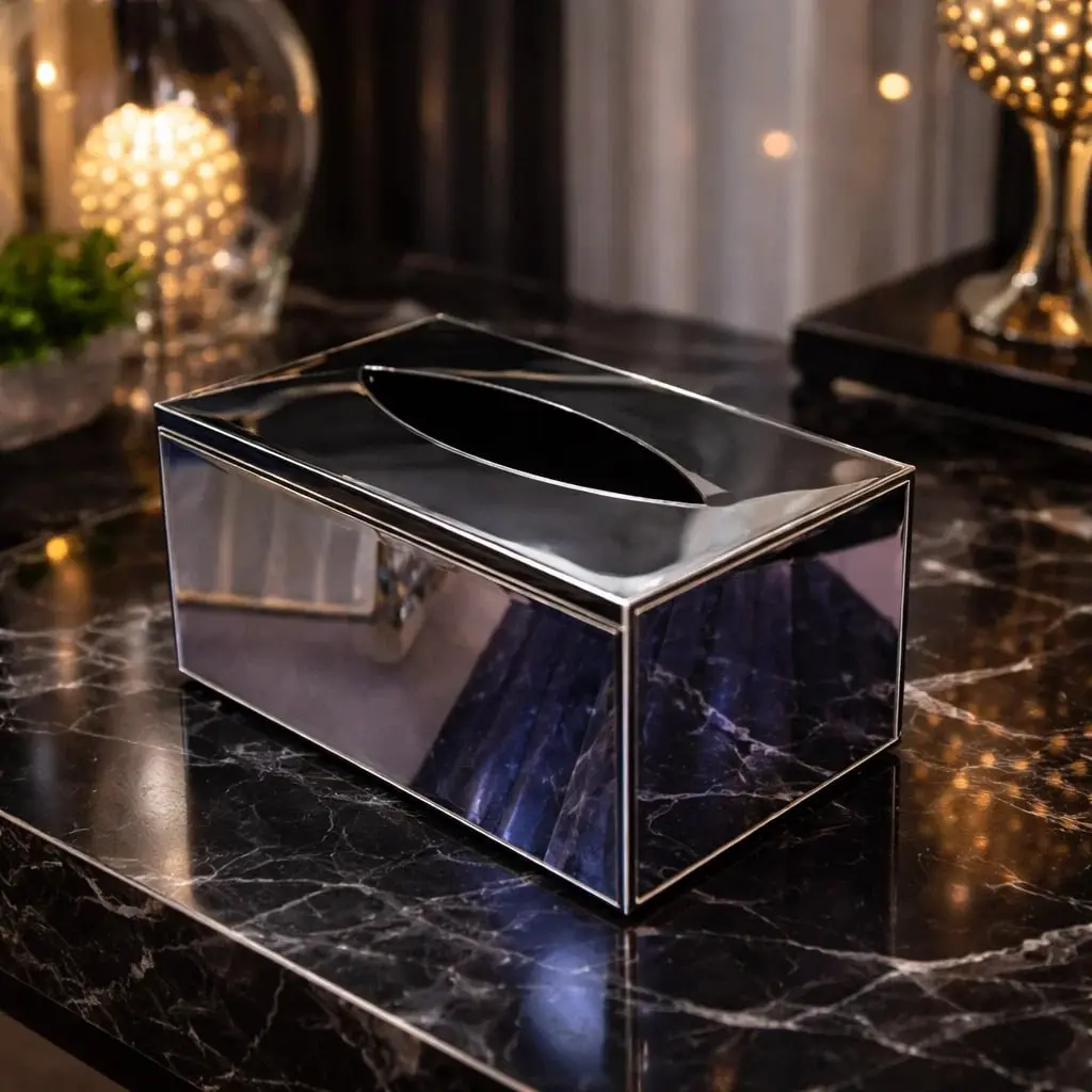 علبة مناديل مرايه اسود * 24