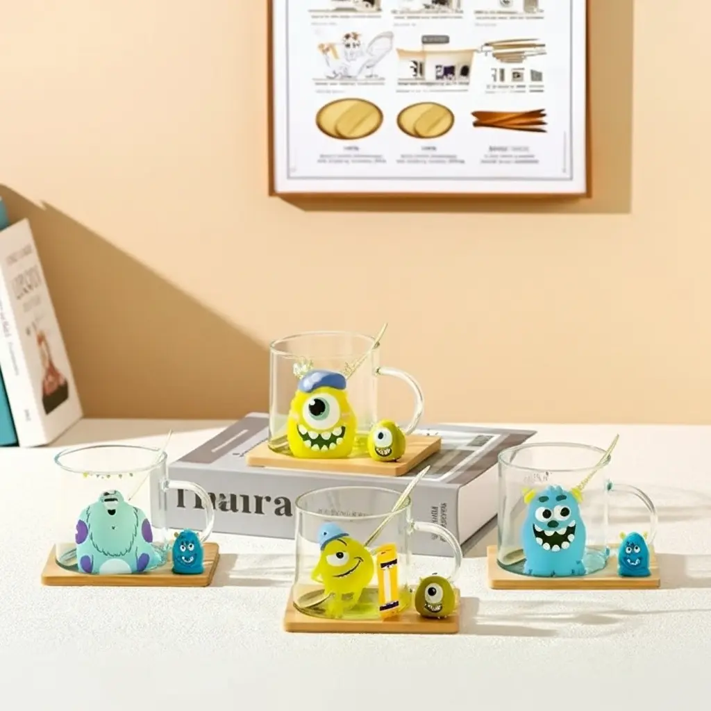 كوب زجاج بالقاعده خشب شلبي [ عبوه 80 ]