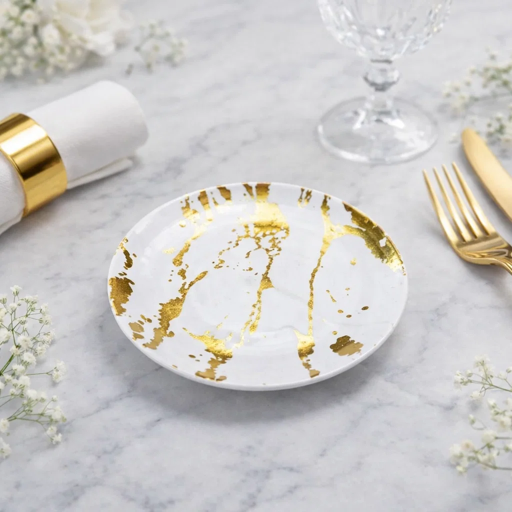 طقم10 اطباق جولد صغير 19 سم  [عبوه 50]