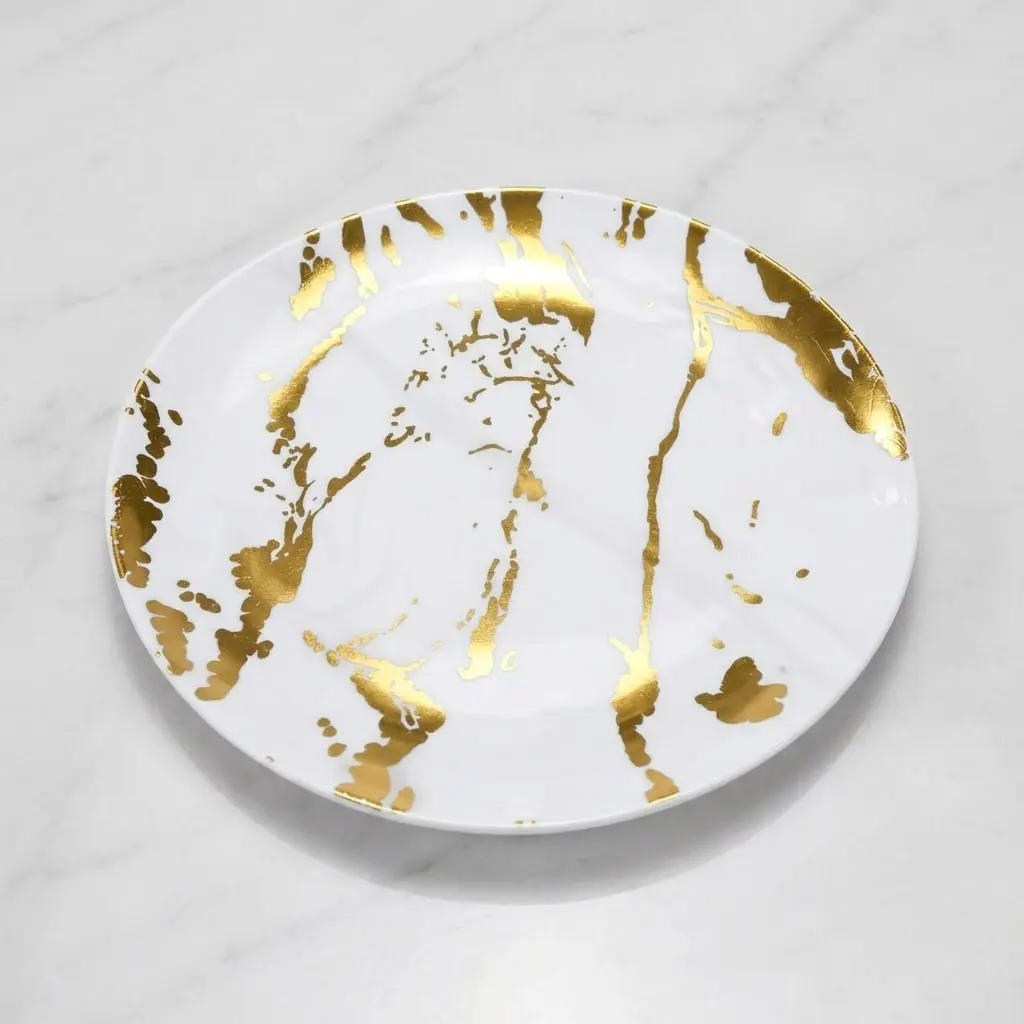 طقم10 اطباق جولد وسط 23 سم  [50عبوه 