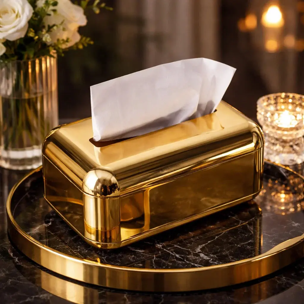 علبة مناديل ذهبي [عبوة 50 ]