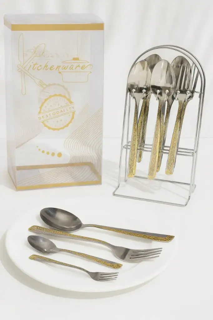  طقم معالق 24 قطعه بالاستاند نيكل   مذهب * 6