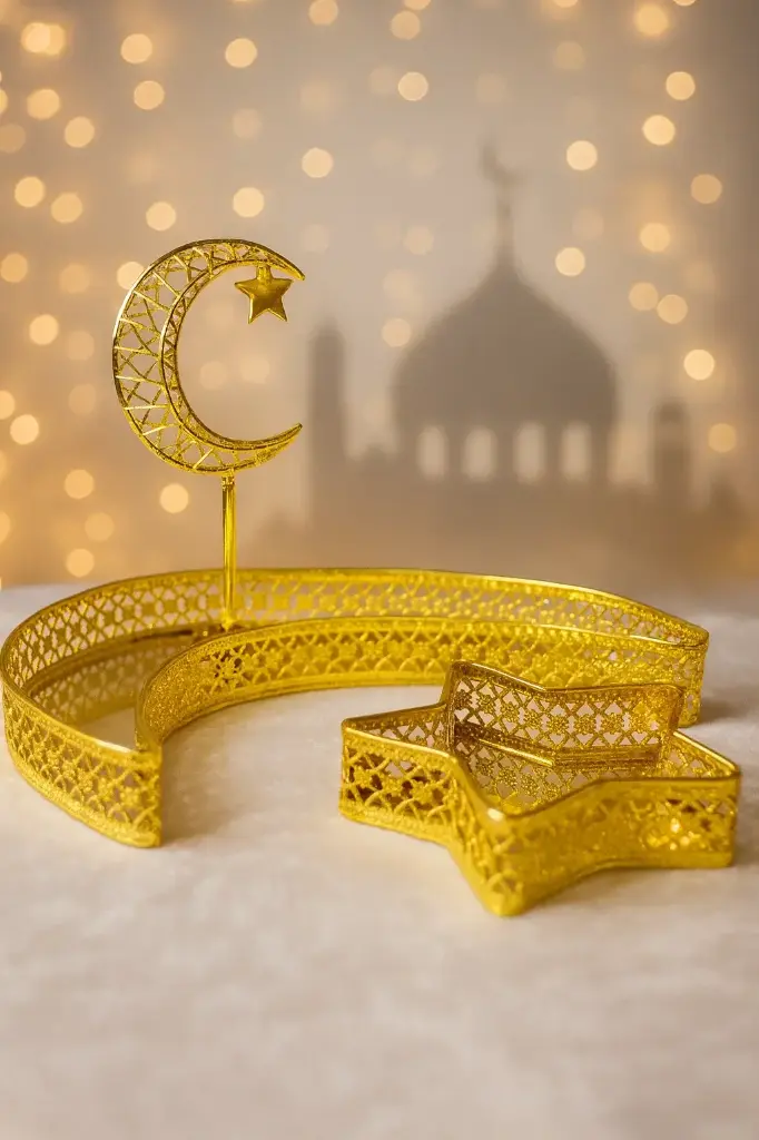 ديكور نجمة و هلال مضئ [ عبوة 24 ]