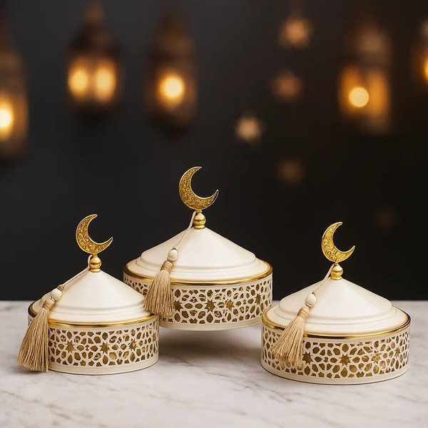 طقم كاندي اسلامي 3 ق ابيض ذهبي  [ عبوة 24 ]