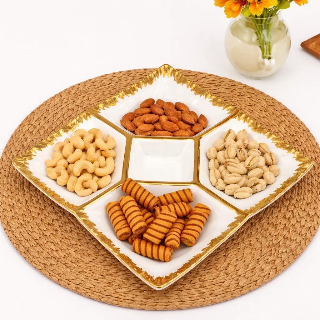 طبق بورسلين مقسم 12.5 بوصه (32 سم) [ عبوة 16 ]