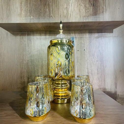 دسبينسر عصير مذهب مع طقم أكواب 6 ق [ عبوة 8 ]