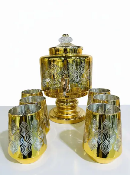 دسبينسر عصير مذهب مع طقم أكواب 6 ق [ عبوة 6 ]