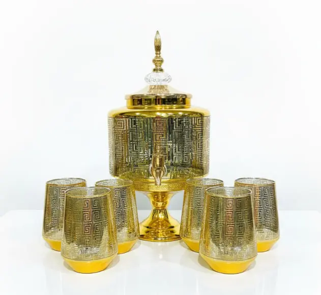 دسبينسر عصير مذهب مع طقم أكواب 6 ق [ عبوة 6 ]