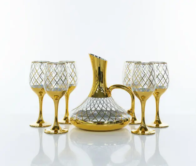 دورق زجاج مع طقم 6 كاسات [ عبوة 8 ]