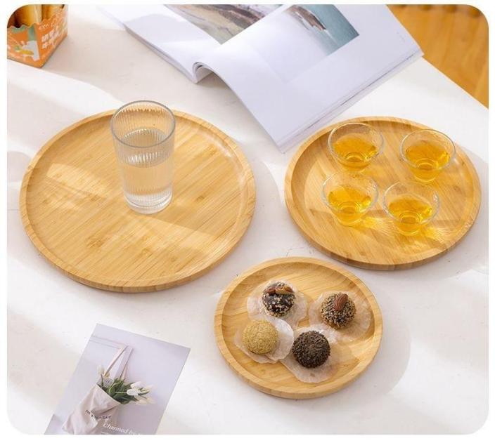 طقم صينية بامبوا 3 قطعه مدور [ عبوة 12 ]