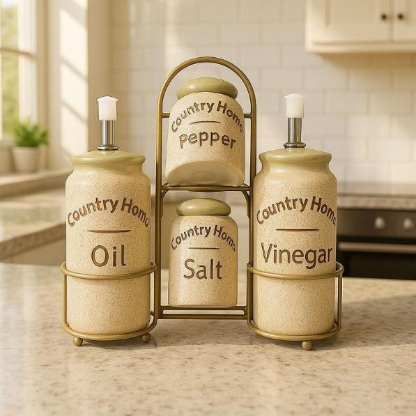 طقم بورسلين خل و زيت و 2 ملاحه ( عبوة 18)