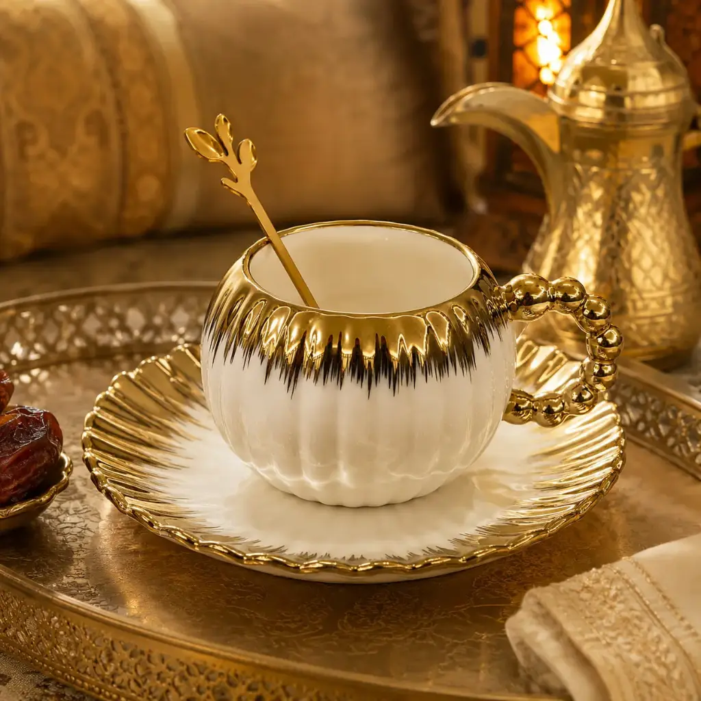 مج بورسلين كوستر ذهبي ابيض * 60