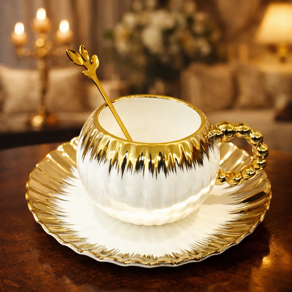 مج بورسلين كوستر ذهبي ابيض * 60