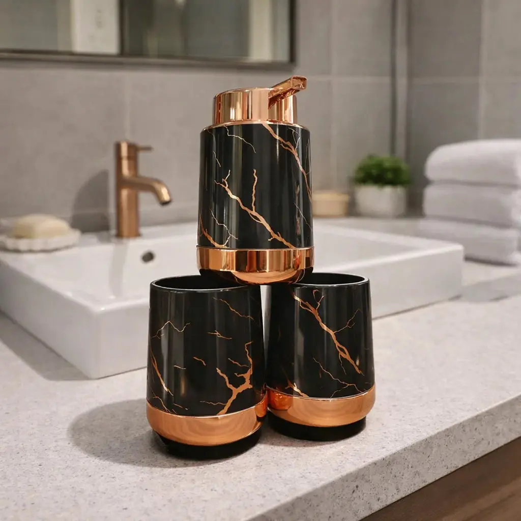 طقم حمام بيلاستيك 3 ق رخامي*48