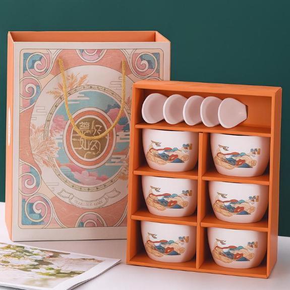 طقم 6 بوله و 6 معلقه بورسلين [عبوة 16 ]