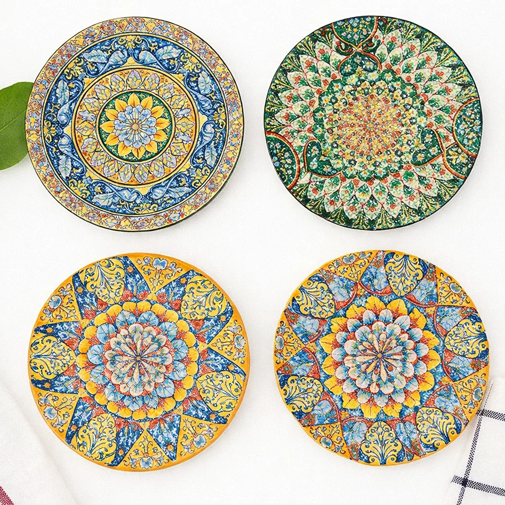 طبق اندلسي بورسلين26.5*26.5*3 سم [ عبوة 31 ]