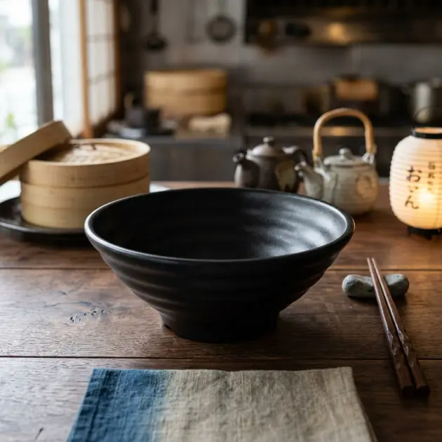 طبق ميلامين غويط اسود 20 سم مقاوم للكسر [ عبوة 72]