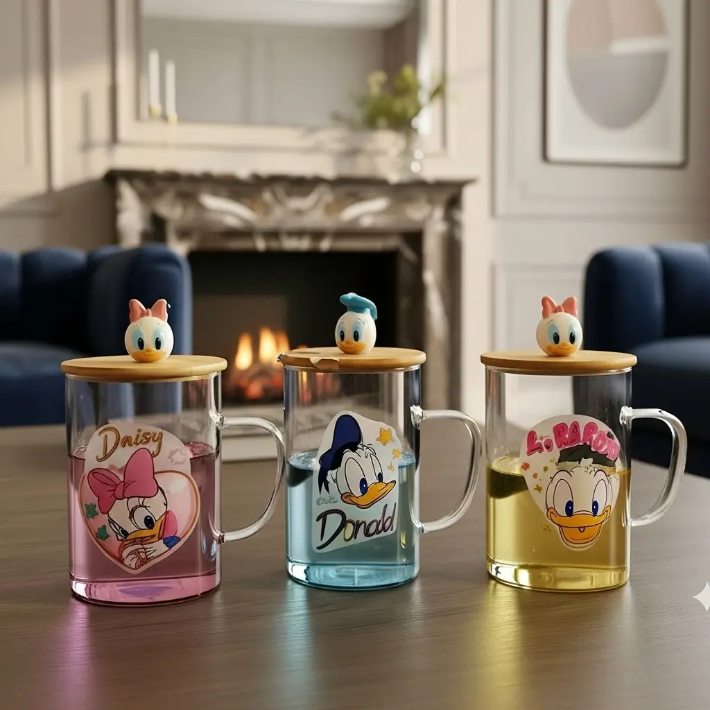 كوب زجاج بطوط [ عبوه 60 ]