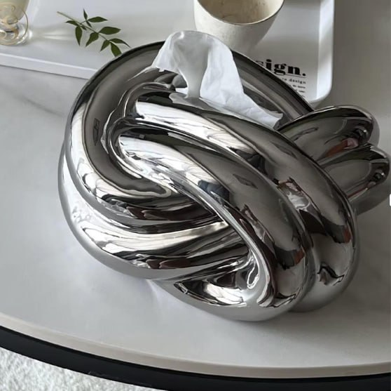 علبة مناديل ضفيره جديد فضي [ عبوه 24 ]