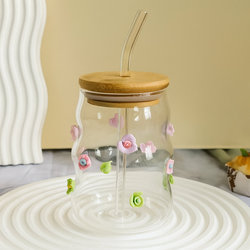 كوب زجاج شاليموه ورد [ عبوه 98 ]