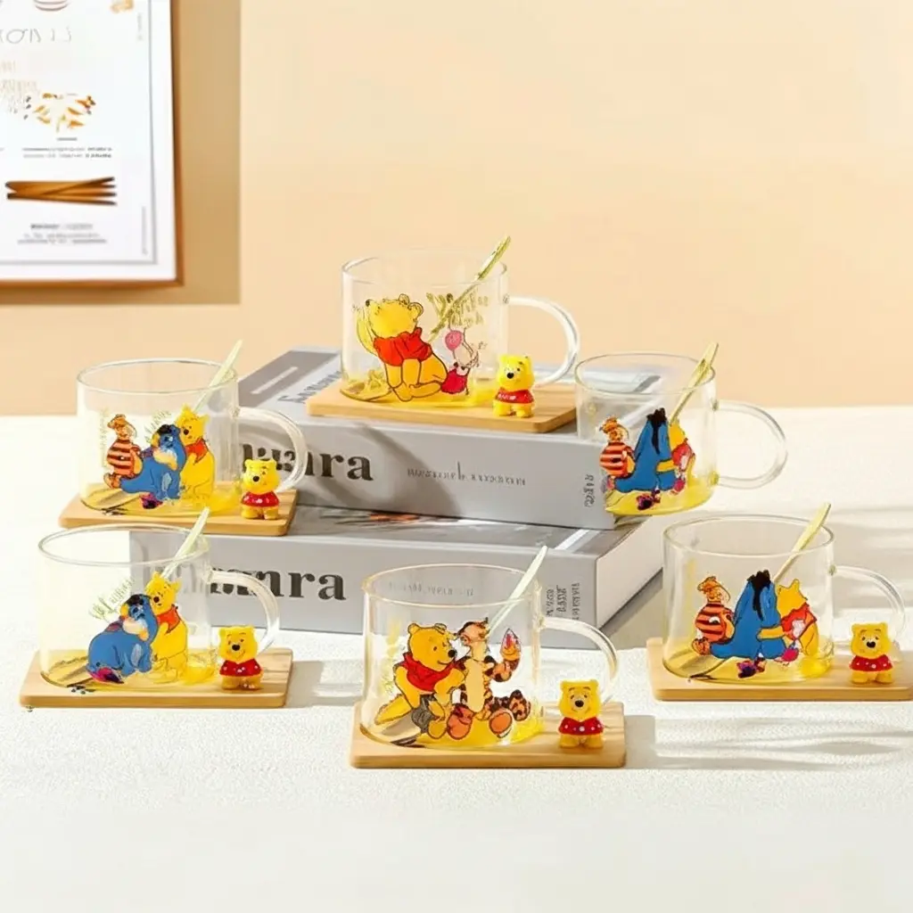 كوب زجاج بالقاعده خشب بوو [ عبوه 80 ]