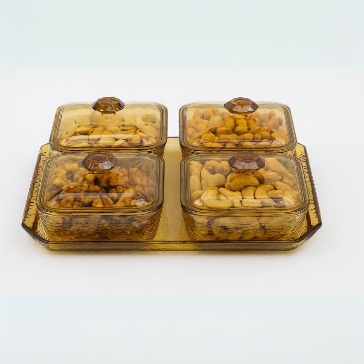 طقم تسالي زجاج 4 قطع [ عبوة 16 ]