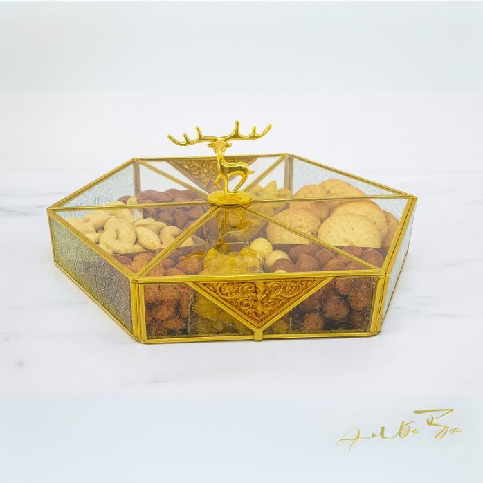 علبه تسالي متقسمه شفافه ف جولد وسط [ عبوة 12 ]