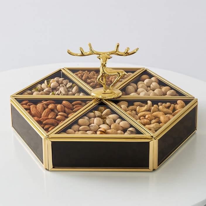 علبه تسالي متقسمه اسود وسط [ عبوة 12 ]