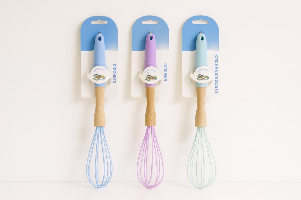 مضرب بيض سيليكون  يد خشب سيليكون * 360