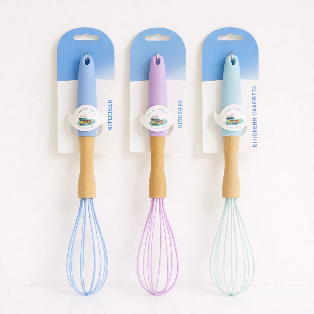 مضرب بيض سيليكون  يد خشب سيليكون * 360