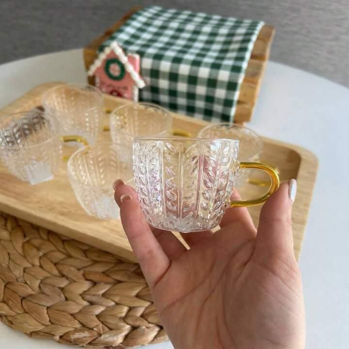 طقم قهوه زجاج 6 ق يد مذهب*40