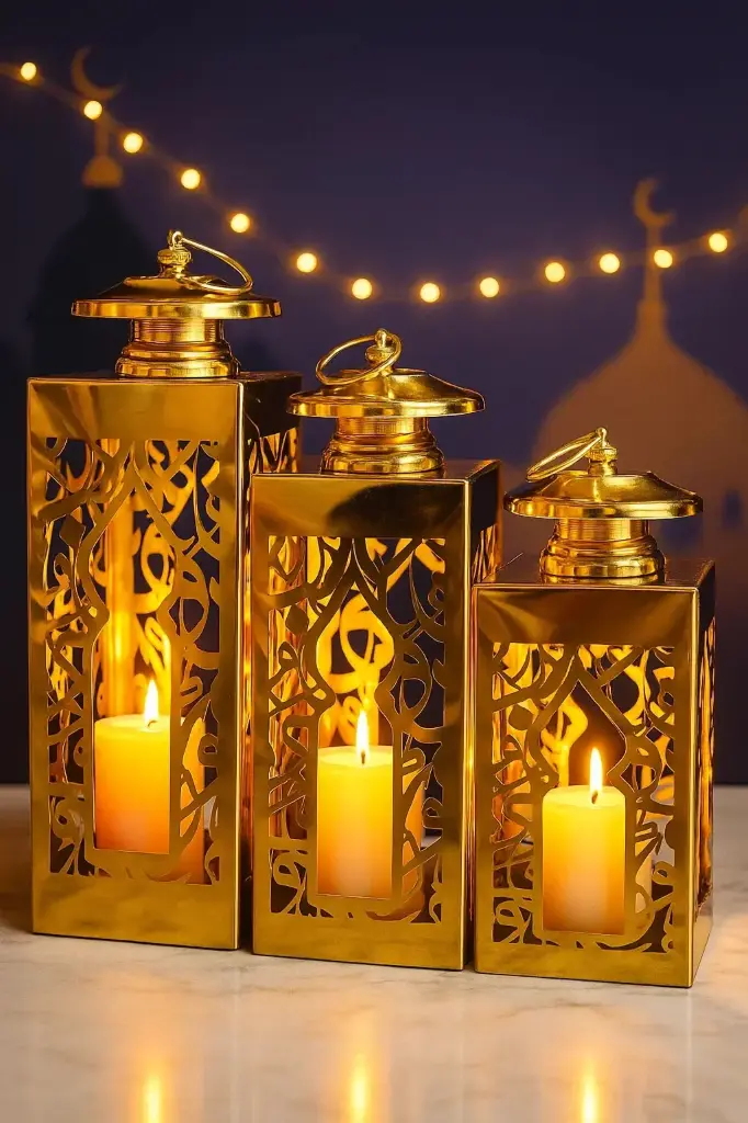طقم فانوس ذهبي 3 ق عربي[عبوه 24 ]