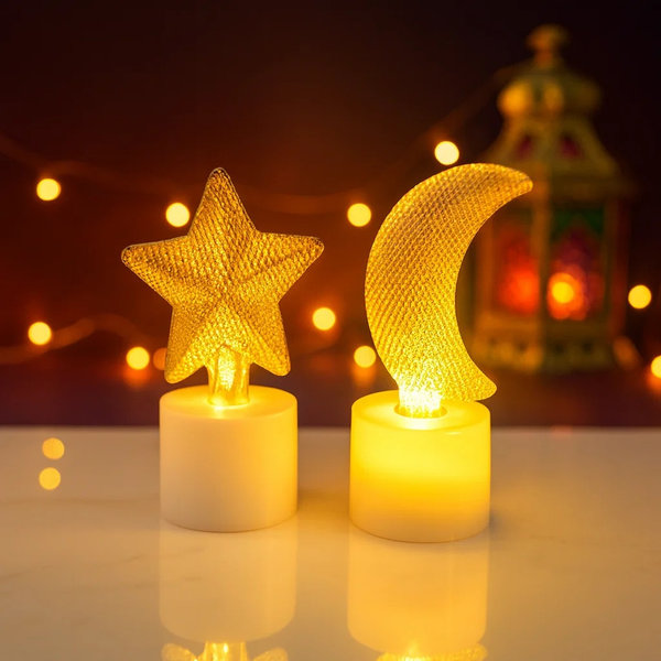 شمع مضئ شكل هلال ونجمة [ عبوة 960 ]
