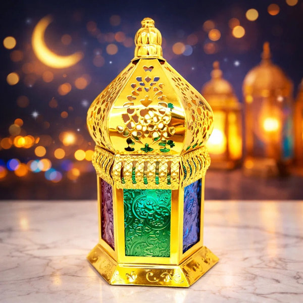 فانوس زجاج ملون وسط [ عبوة 48 ]