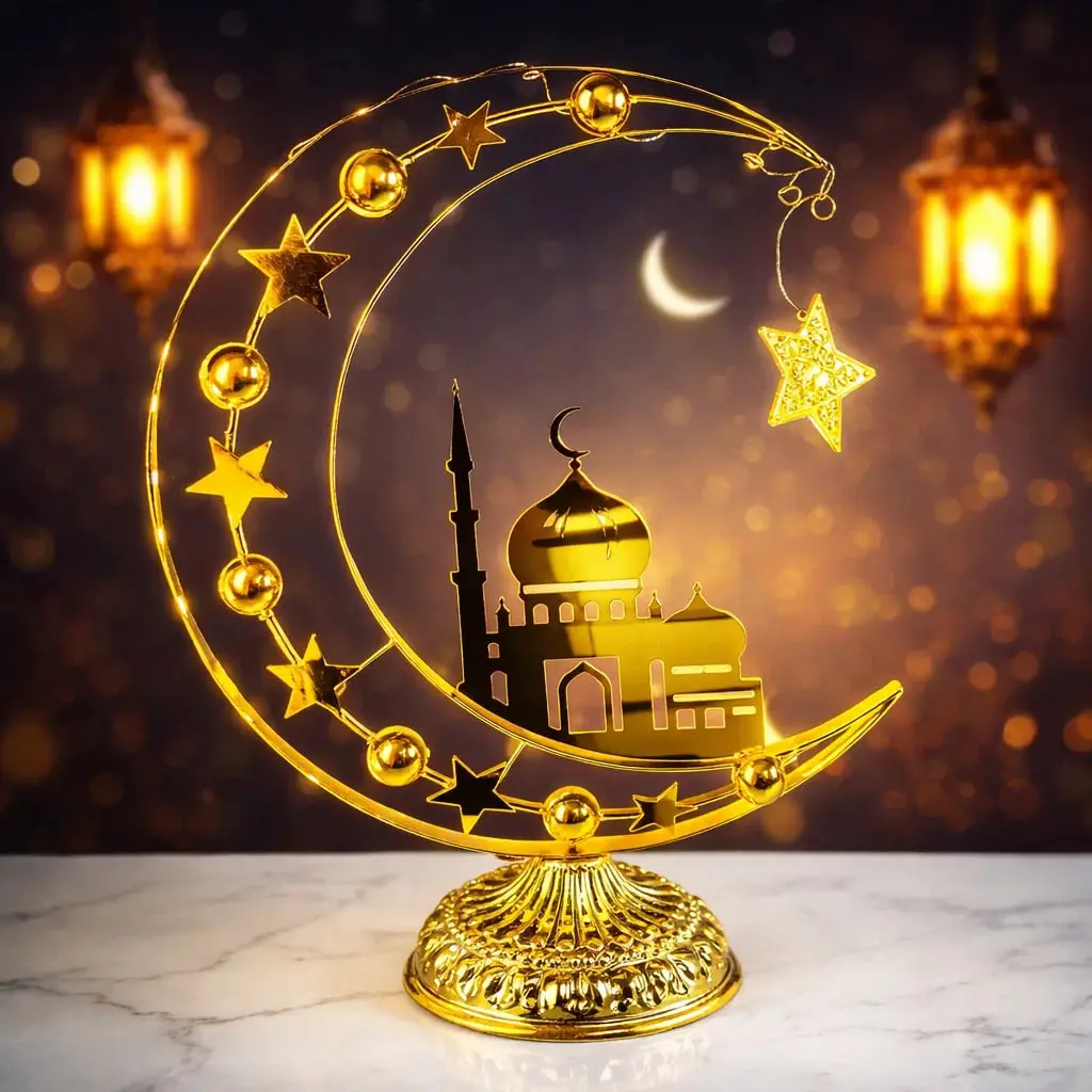 ديكور هلال مضئ وسط [ عبوة 24 ]