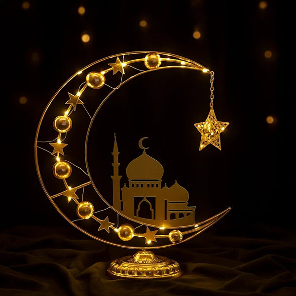 ديكور هلال مضئ وسط [ عبوة 24 ]