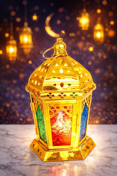 فانوس زجاج ملون كبير [ عبوة 36 ]