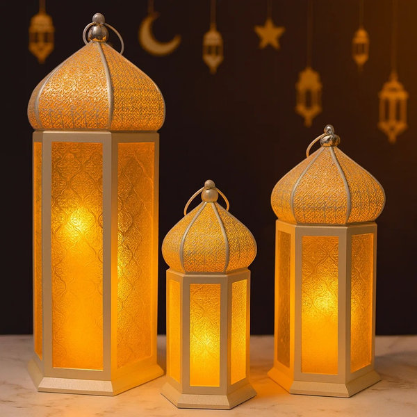 طقم فانوس كبير معدن 3 ق [ عبوة 6 ]