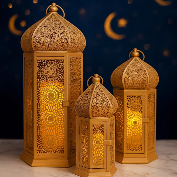 طقم فانوس كبير معدن 3 ق [ عبوة 6 ]