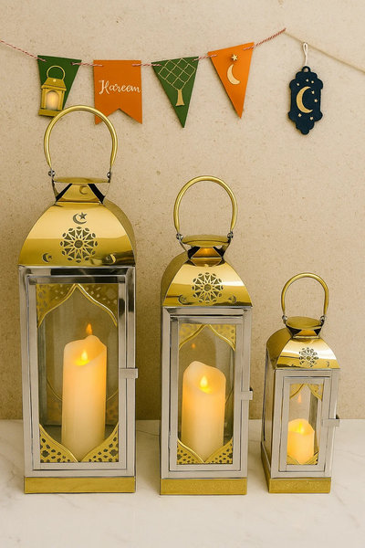 طقم فانوس كبير معدن 3 ق [ عبوة 4 ]