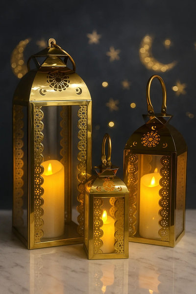 طقم فانوس كبير معدن 3 ق [ عبوة 4 ]