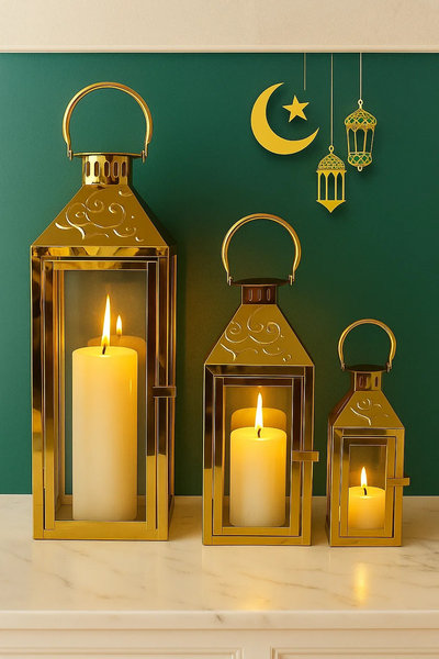 طقم فانوس كبير معدن 3 ق [ عبوة 4 ]