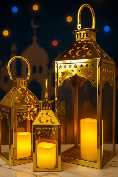 طقم فانوس كبير معدن 3 ق [ عبوة 4 ]