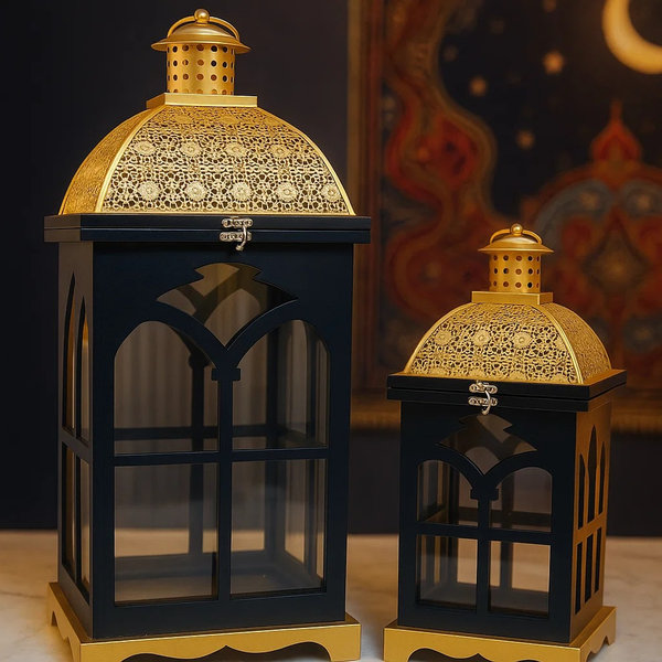 طقم فانوس كبير خشب 2 ق [ عبوة 4 ]