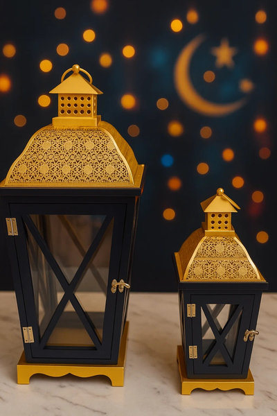 طقم فانوس كبير خشب 2 ق [ عبوة 4 ]