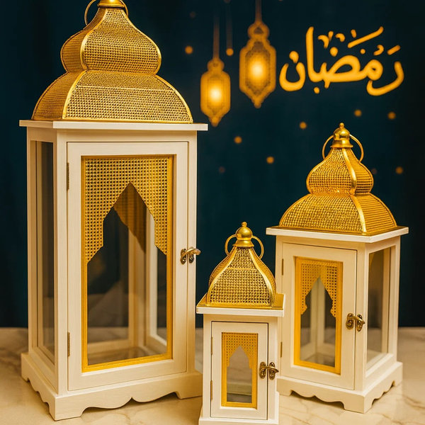 طقم فانوس كبير خشب 3 ق [ عبوة 4 ]