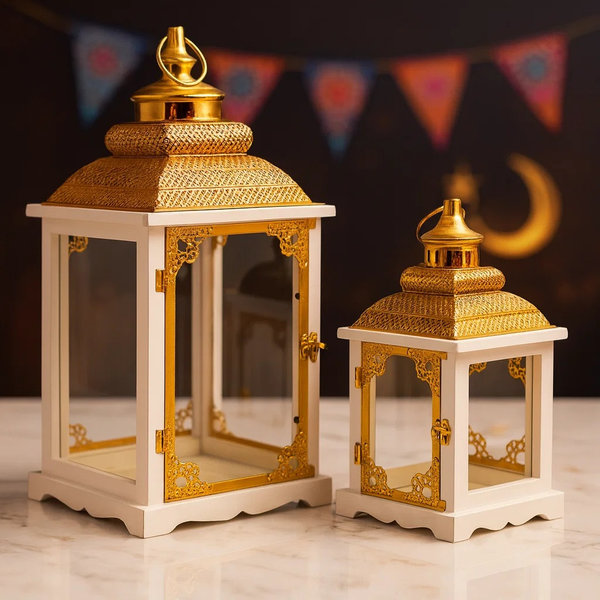 طقم فانوس كبير خشب 2 ق [ عبوة 4 ]