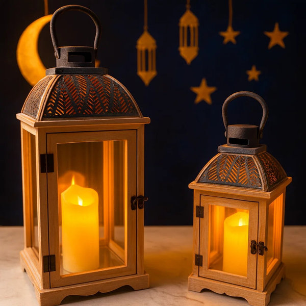 طقم فانوس كبير خشب 2 ق [ عبوة 4 ]