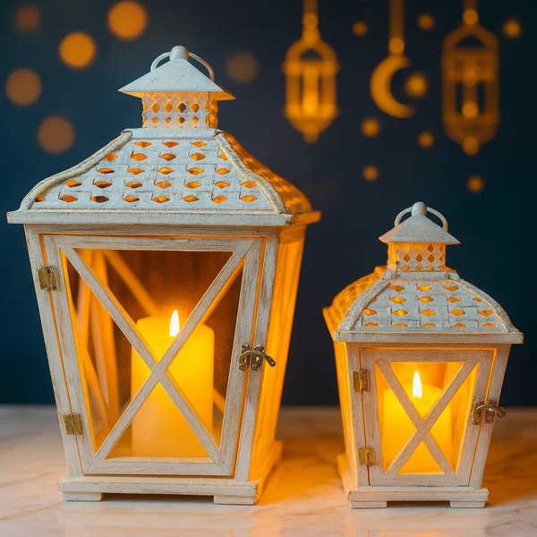 طقم فانوس كبير خشب 2 ق [ عبوة 4 ]